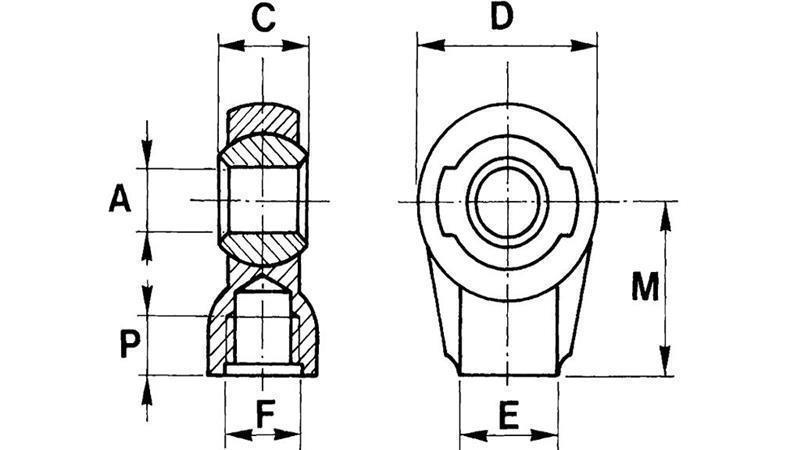 VARILNI OČESNI LEŽAJ     NIZEK ZGLOB OKROGLI fi 16/45  