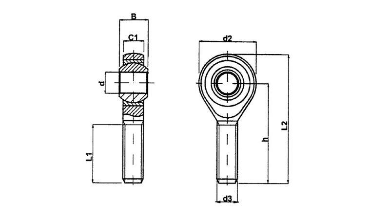 OČESNI ZGLOB Z NAVOJNO PALICO     M12 DESNI  