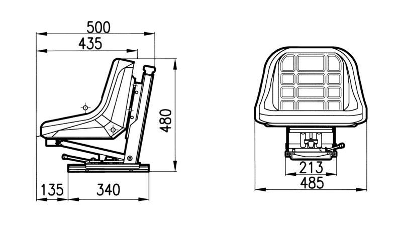 VZMETEN SEDEŽ M2O Z VODILI TIP GT50 IZ UMETNEGA USNJA