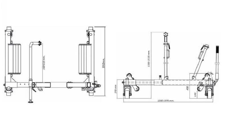 VOZIČEK ZA MONTAŽO IN PREMONTAŽO TRAKTORSKIH PNEVMATIK