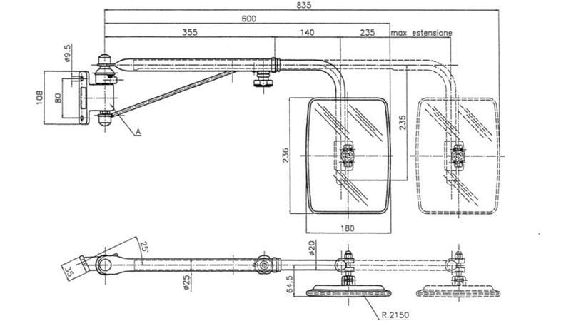 TELESKOPSKO VZVRATNO OGLEDALO LEVO