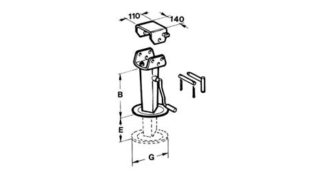 NAVOJNA PODPORNA NOGA Z PRITRDILNIM DELOM    HOD 135 mm    4000 kg  