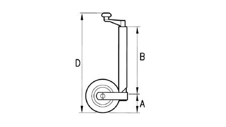 NAVOJNA PODPORNA NOGA S KOLESOM ZA AVTOPRIKOLICE      35mm 75 kg  