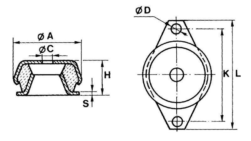 Fi A: 92 mm
Fi C: 16,2 mm
Fi D: 10,2 mm
H: 45 mm
K: 110
L: 130
S: 3