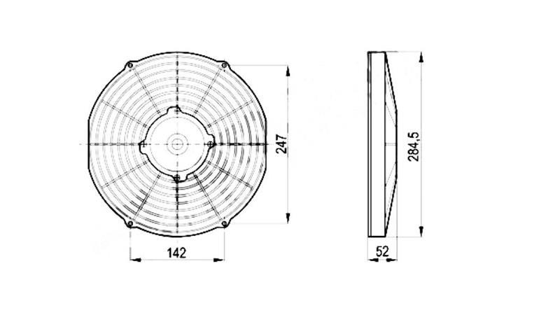 VENTILATOR     fi 255 mm POTISNI - 12 V  