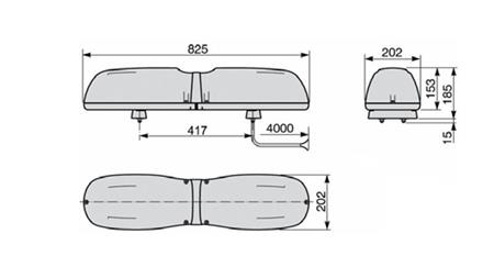 ROTACIJSKA LUČ<br><b><small> 12/24V DOLŽINE 825 mm</small></b>