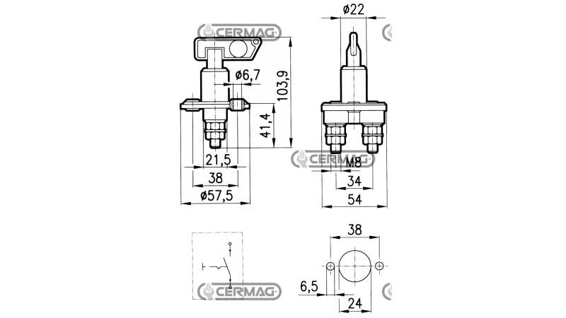 GLAVNO STIKALO Z ENOJNIM POLOM IN SNEMLJIVO ROČICO