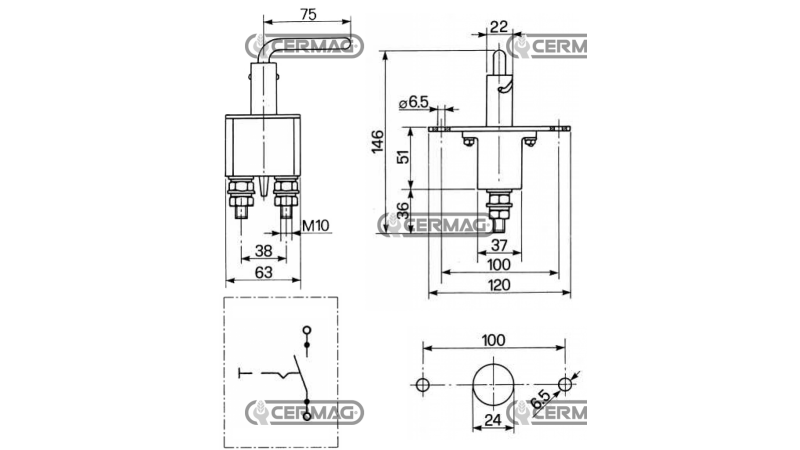 GLAVNO STIKALO Z ENOJNIM POLOM - izvlečno