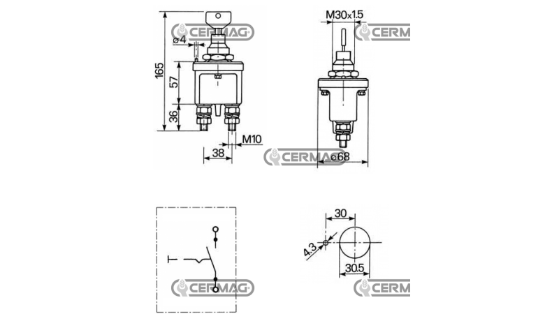 GLAVNO STIKALO Z ENOJNIM POLOM - ključ