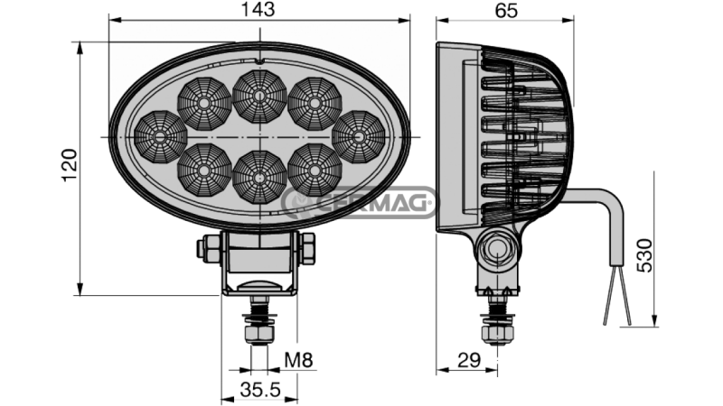 DELOVNA LUČ 8 LED - 800 LUMNOV