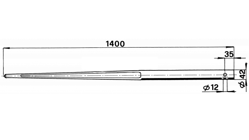 ŠPICA ZA BALE 42x1400mm CILINDRIČNA