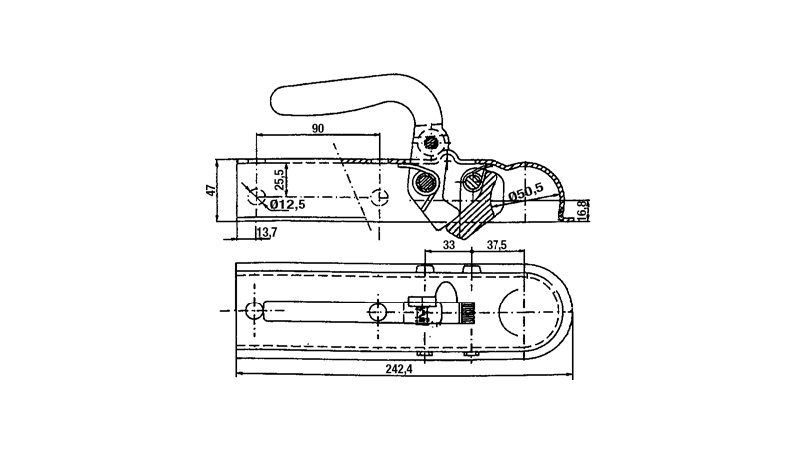 VLEČNA KLJUKA ZA AVTO PRIKOLICO    KVADRATASTA 50 mm  