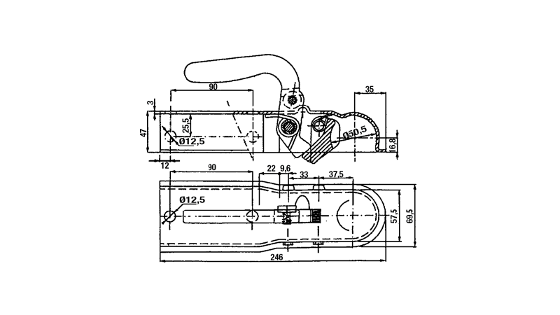 VLEČNA KLJUKA ZA AVTO PRIKOLICO KVADRATASTA 60 mm