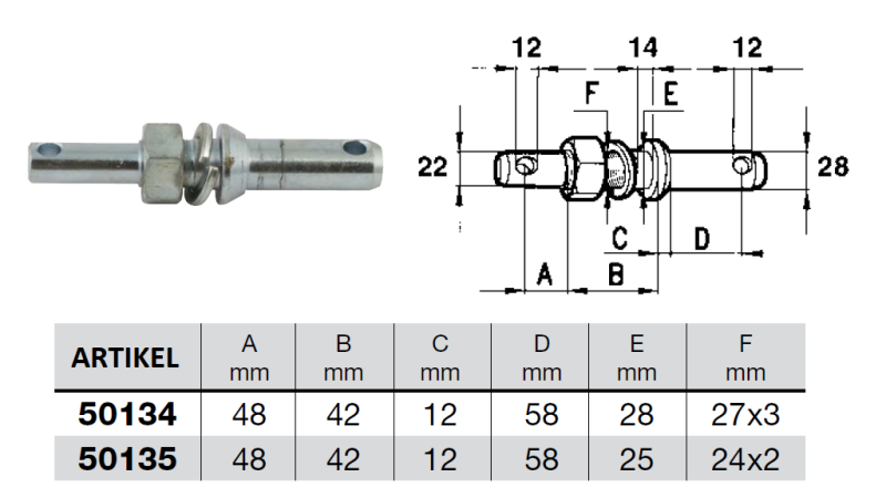 MONTAŽNI KLIN Z NAVOJEM M 24x2
