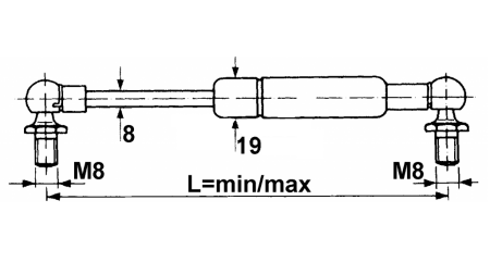 PLINSKI AMORTIZER CASE    Lmin 147 Lmax 205 F500  