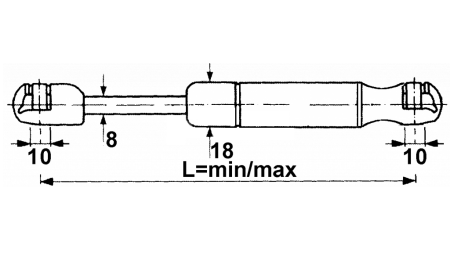 PLINSKI AMORTIZER    Lmin 260 Lmax 445 F200  