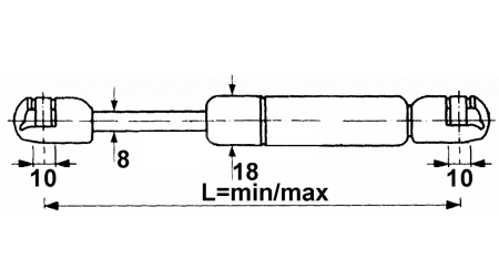 PLINSKI AMORTIZER     Lmin 260 Lmax 445 F150  