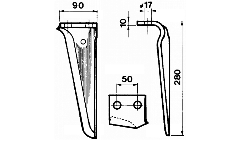 NOŽ ZA VRTAVKASTO BRANO LEVI 90x10mm (5kom)