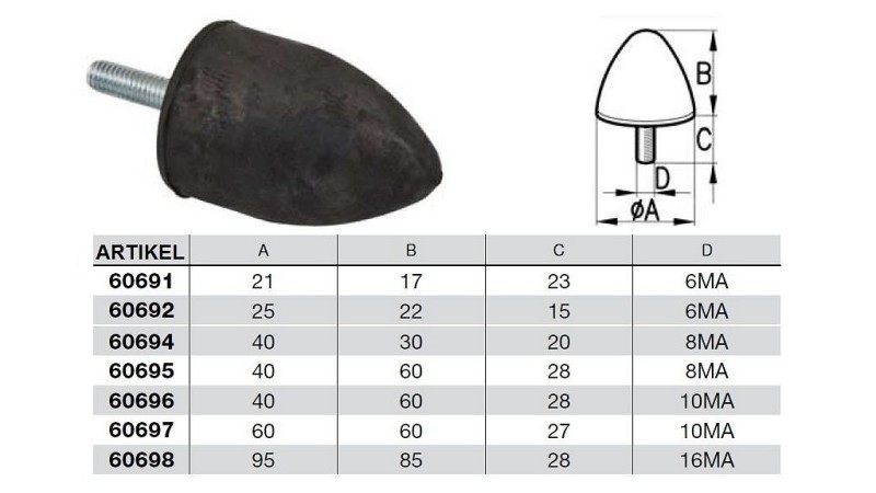 VIBRACIJSKI BLAŽILNIK KONIČAST 16MA