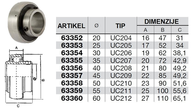 LEŽAJ UC 207 fi 35mm