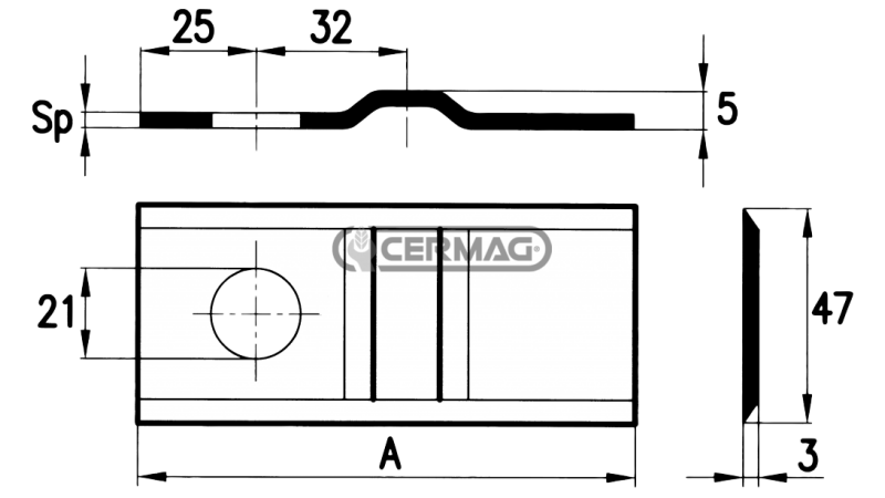 KRIVI NOŽI ZA ROTACIJSKO 106x47x3 (25 kom)