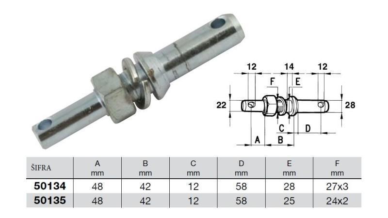 MONTAŽNI KLIN Z NAVOJEM M27x3 Dminezije