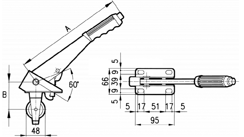 POTEZNA ROČICA L340 ZA JERMENICO fi 48mm