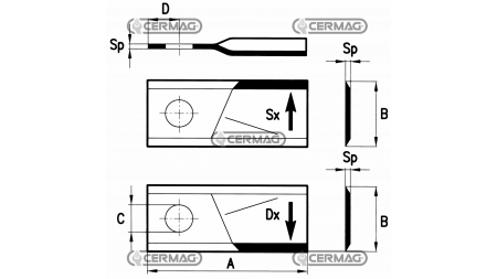  SPIRALNI NOŽI ZA ROTACIJSKO LEVI 107x45 (25 kom)