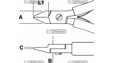 L1 = 11 mm
A = 10 mm,
B = 10 mm
C =  0,5 mm 