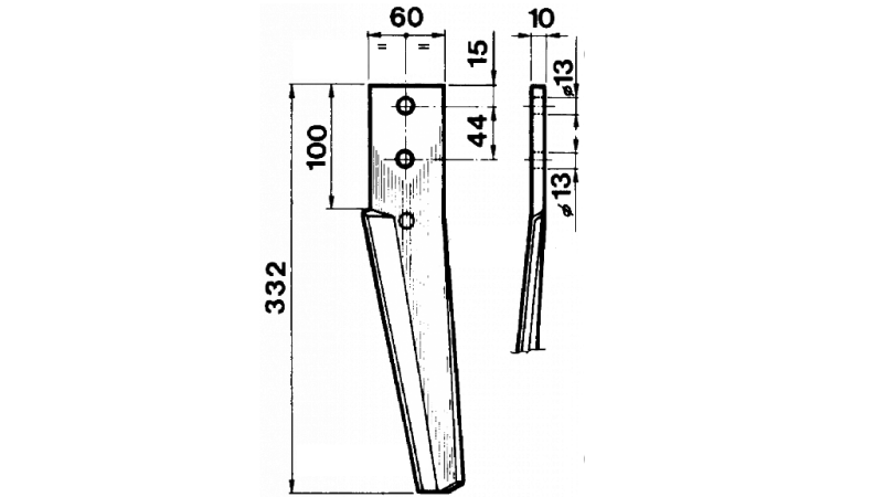 NOŽ ZA VRTAVKASTO BRANO DESNI 60x10mm