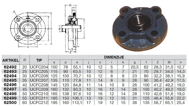 LEŽAJ UCFC 212   fi 60mm  